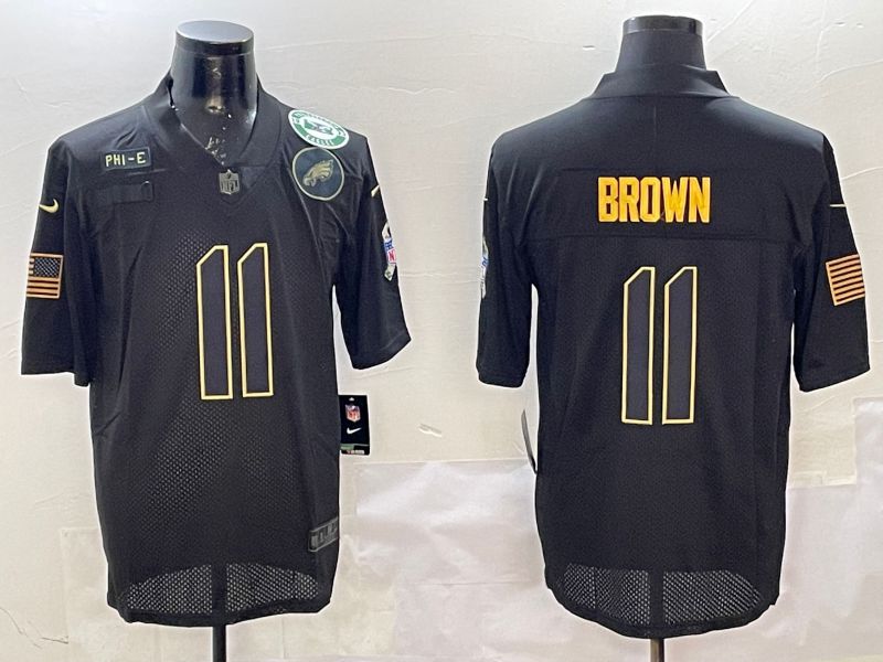Men Philadelphia Eagles #11 Brown Black 2025 Nike Salute to Service Limited NFL Jersey style 9->philadelphia eagles->NFL Jersey